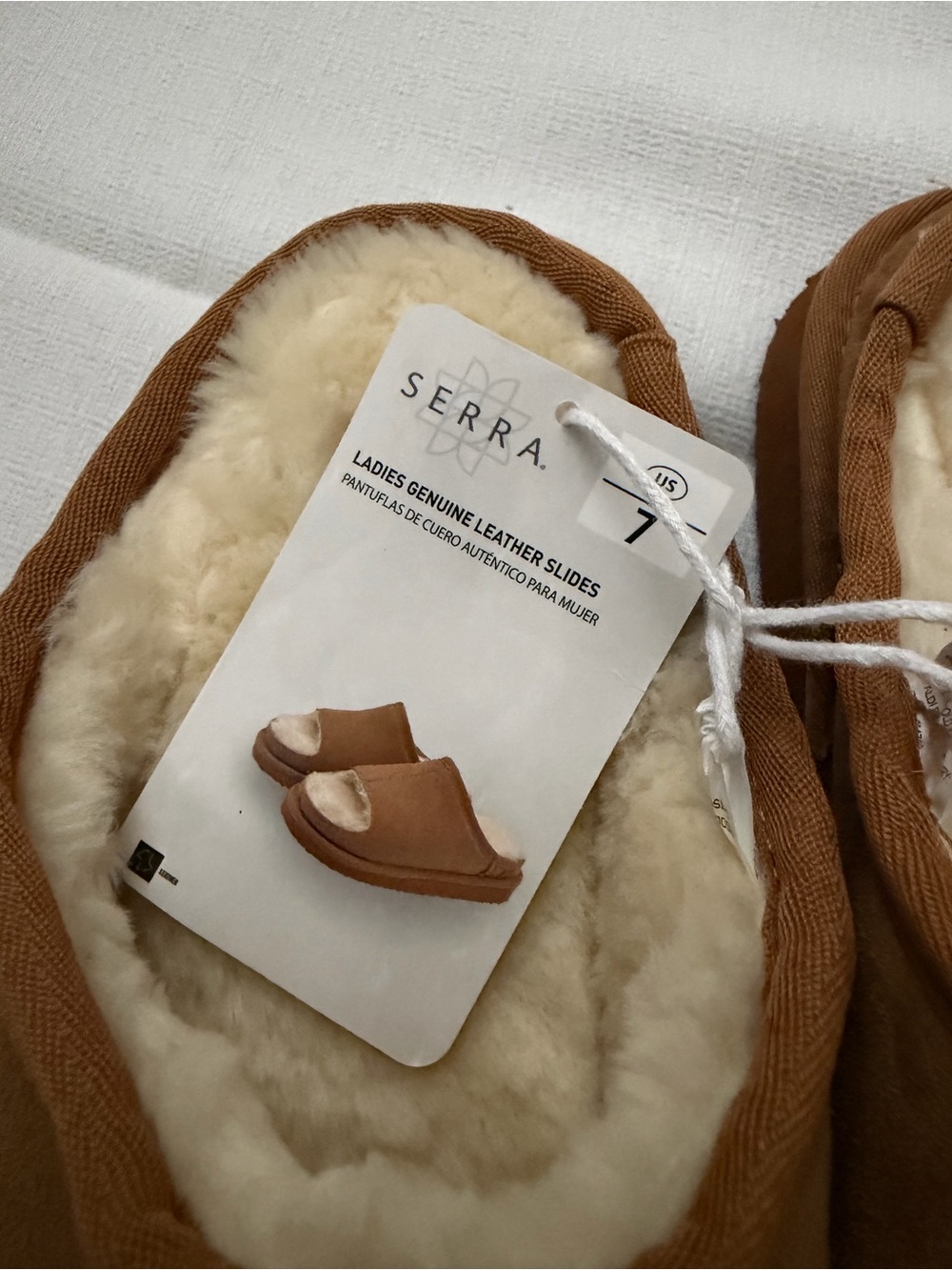 Serra Tan Suede Open-Toe Slides with Cream Shearling coZZY CASUAL WINTER BOHO - Picture 2 of 7